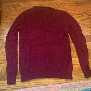 Maroon cable knot v neck sweater
